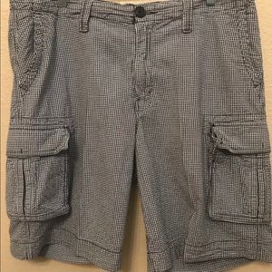 Cremieux Men's Blue Plaid Flat Cargo Shorts 38